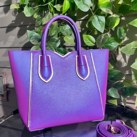 IRIDESCENT Fushia & MIRRORED Mauve Leather Medium Michael Kors Purse & Wallet - Picture 5 of 10